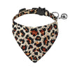 100% Cotton Leopard Print Safety Buckle Breakaway with Cute Bow Tie and Bell for Kitten Adjustable Pets Bandana Cat Collar
